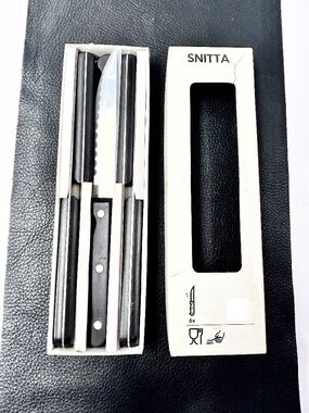 NEW Ikea SNITTA 9" Serrated Steak Stainless Knife Knives Set of 6 Black Silver